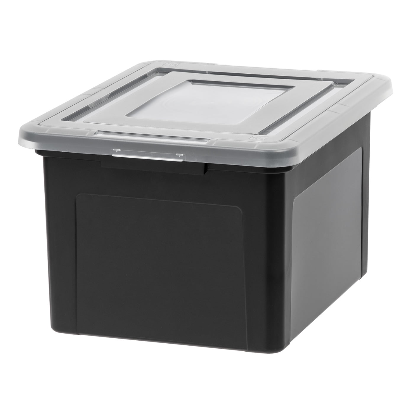IRIS USA Letter & Legal Size Plastic Storage Bin Tote Organizing File Box with Durable and Secure Latching Lid, Stackable and Nestable, Black