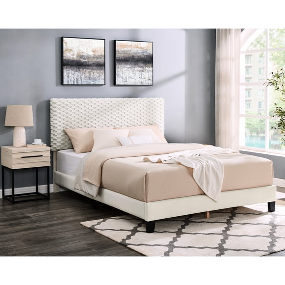 2 Bedroom For Queen, 3d Upholstered Bed And Nightstand, Materials Queen With Upholstery, Nightstand Included, Stylish