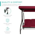 thumbnail image 5 of Best Choice Products 3-Seat Outdoor Converting Canopy Swing Glider Patio Hammock w/ Removable Cushions - Burgundy, 5 of 9
