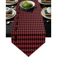 thumbnail image 1 of Chemin de Table en Lin de Coton avec Triangle 13 x 120 Po, Écharpes de Commode Ours pour Dîners Fêtes de Vacances Mariage Banquet Carreaux Rouge Noir, 1 of 8