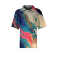 thumbnail image 5 of Womens Polo Shirts Summer Waffle Vintage Texture Abstract Oil Painting Print Golf Polos Short Sleeve Button Down Collar Trendy Blouse Light Blue S, 5 of 6