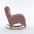 thumbnail image 4 of Rocking Chair Nursery - Modern Teddy Gliding Rocker Chair Lounge Chair with Adjustable Footrest, High Back Upholstered Wingback Armchair Comfy Single Sofa Chair for Living Room, Pink, 4 of 7