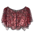 thumbnail image 5 of Raenseen Boléros Vintage à Paillettes pour Femmes, Cardigan à Paillettes pour Robe de Soirée, Cape de Couverture, Noir Rouge, Taille Unique, 5 of 5