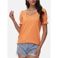 thumbnail image 5 of Tops for Women Summer Casual Ruffle Trim Sleeve Square Neck T Shirts, 5 of 6