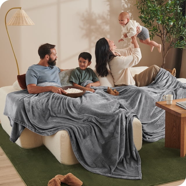 Bare Home Manta de Felpa de Microfibra 300 G/M², Suave y Afelpada, Gigante, Color Gris