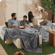 Bare Home Microplush Fleece Blanket - 300 GSM - Fuzzy Microfleece - Soft & Plush - Giant, Gray