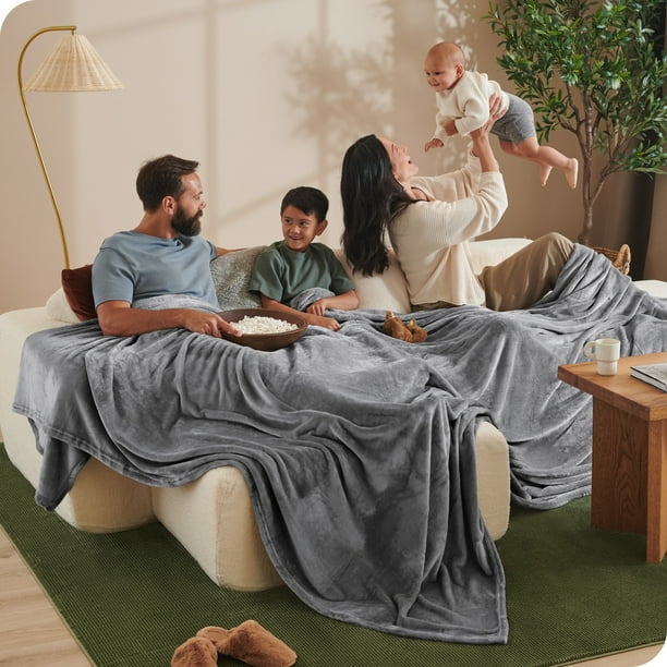 Bare Home Manta de Felpa de Microfibra 300 G/M², Suave y Afelpada, Gigante, Color Gris