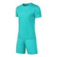 thumbnail image 4 of Jinhomg Mens 2 Piece Summer Sets Lightweight Comfy Mesh Beach Outfits Casual Loose Short Sleeve Crew Neck Tops with Short Pants 2025 Vacation Wear Mint Green XXXXL, 4 of 7