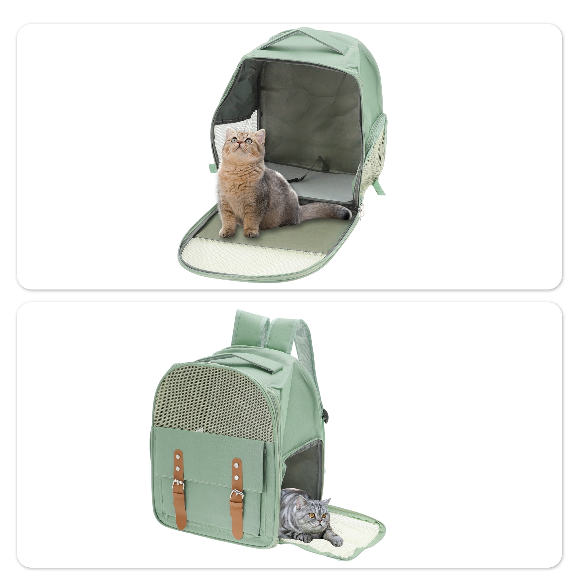 Unique Bargains Pet Backpack for Cats and Small Dogs Breathable Carrier Green