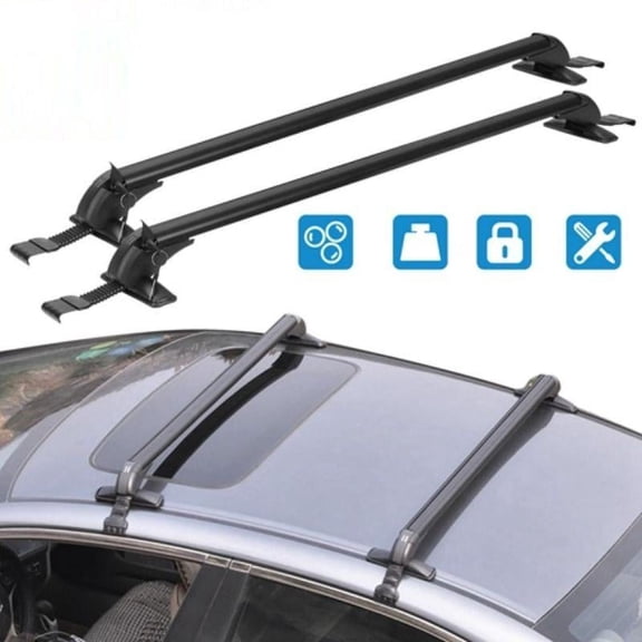 2PCS Universal 110cm/43-inch Car Roof Rack Cross Bar w/ Anti-Theft Lock Adjustable Window Frame for bike kayak cargo luggage