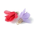 thumbnail image 2 of 10Pcs 10 Colors Chiffon Pendants with Golden Iron Findings Flower Charms Mixed Color 25~27x20~30mm Hole: 2.5mm 1Pc/color, 2 of 5