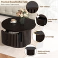 thumbnail image 5 of Round Farmhouse Coffee Table with Drawer and Vertical Slat Base, Dark Brown Finish Center Table for Living Room, 30.5", 5 of 7