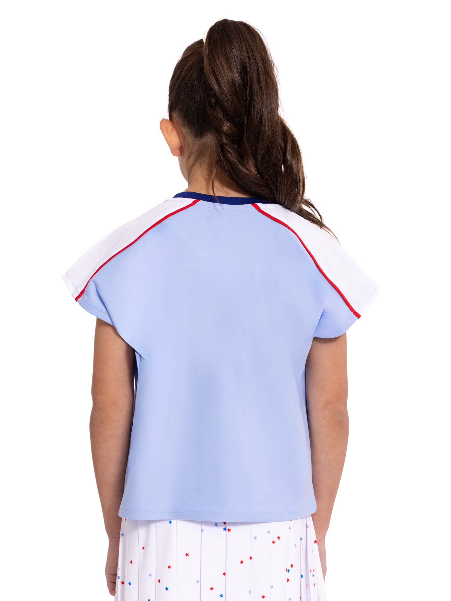 Stitch Girls Active V-Neck Graphic Jersey with Short Sleeves, Sizes 4-12