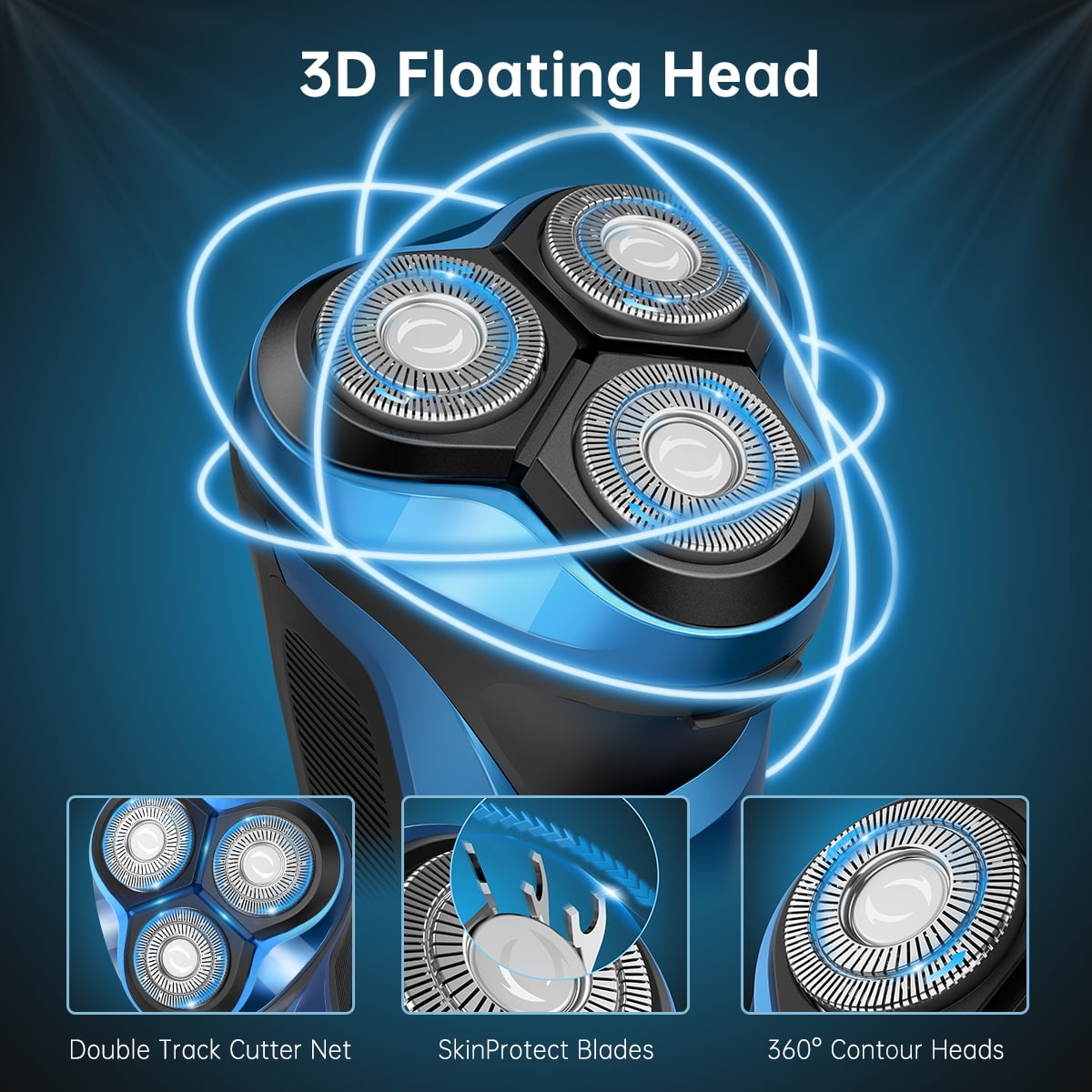 4D Electric Shaver for Men, IPX7 Waterproof Electric Razor Dry Wet Rotary Face Shaver Rechargeable Cordless Travel Beard Trimmer w/ LED Display & Charging Stand & Pop Up Trimmer for Dad Husband