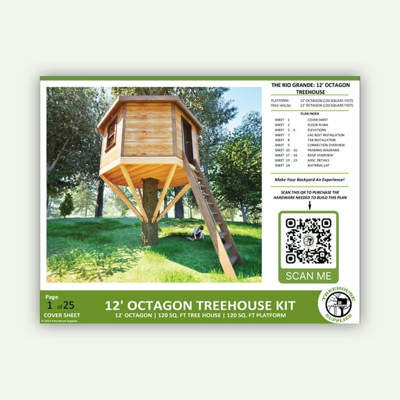 THE RIO GRANDE © : 12' Octagon Treehouse Plan