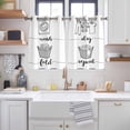 thumbnail image 2 of Black White Kitchen Curtains Short 54 Inch Length, Cartoon Farmhouse Retro Grommet Top Bedroom Living Room Curtains, Light Filtering Cafe Curtain Drapes 2 Panels Set 84''x54'', 2 of 9
