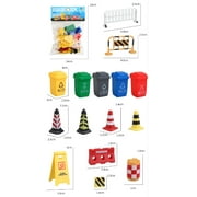 Road Signs for Kids, 33pcs Mini Traffic Signs Miniature Traffic Cones and Signs Mini Street Signs Playset Roadblocks Toys Mini Garbage Can Toy for Kids