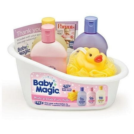 Baby Magic-A-Rub Dub Fun Tub Kit- Lotion originale, Calmant Bain, Parfum Poudre Cheveux &amp; Body Wash, canard Pouf