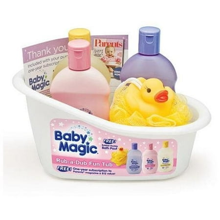 Baby Magic-A-Rub Dub Fun Tub Kit- Lotion originale, Calmant Bain, Parfum Poudre Cheveux & Body Wash, canard Pouf