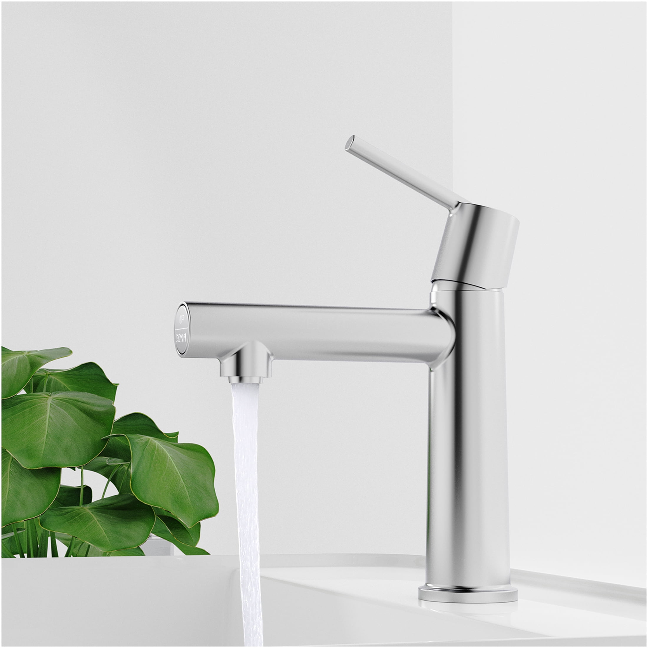 JERFIT Modern Single Handle Bathroom Sink Faucet, Chrome Deck Mount 1 or 3 Hole Vanity Faucet with Dual Fountain & Flow Spray Modes, Easy Install