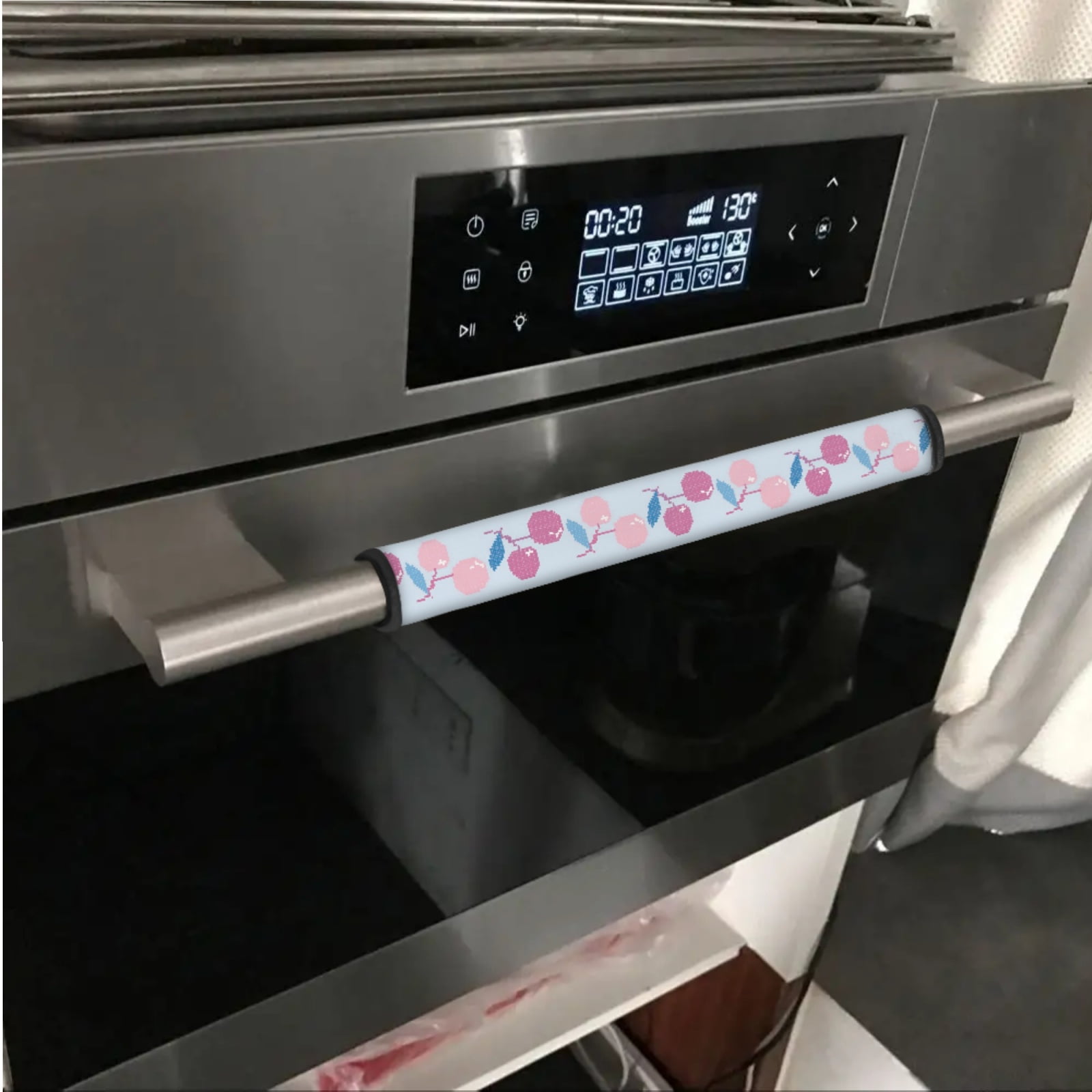 SEANATIVE Refrigerator Door Handle Covers Set of 6 Washable Kitchen Electrical Appliance Decor Handles Protective Fridge Decorations Keep Off Fingerprints, Liquids, Oil Stains, Cherry Light Blue