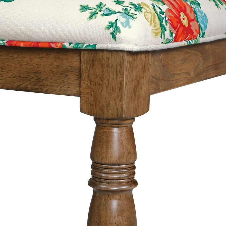 Free Shipping The Pioneer Woman Callie Vintage Floral Counter Height Stools Made With Solid Wood Frame Set of 2 Brown Walnut Walmart