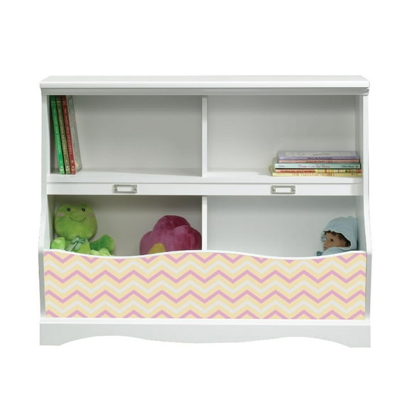 Lifesong Milestones Modern Bookcase Footboard For Kids - (Chevron Pink, Grey on Yellow 414436 Pogo)