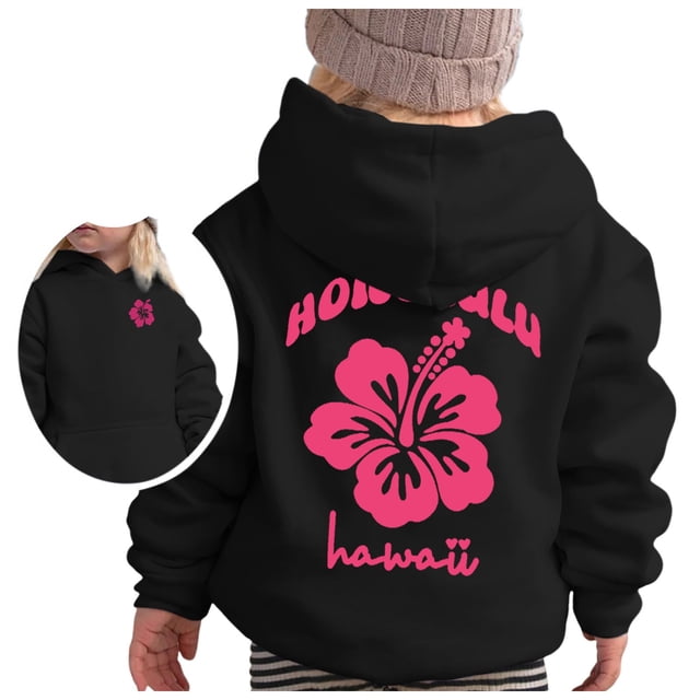 PMVFHDE Sweat à Capuche Grande Taille pour Fille, Manches Longues, Doux, Graphique, Mignon, pour Enfants, Automne, Col Rond, Noir, 9-10 Ans