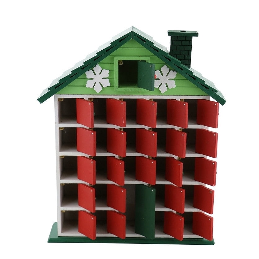 Green Red Rustic Cabin Advent Wooden Calendar Countdown To