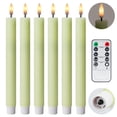 thumbnail image 2 of WYZworks 10" Fluted Ribbed LED Light Sage Green Grooved Pillar Candles, Remote & 24h Timer Memory, On/Off Switch - Flameless Dimmable Battery Operated w/Flicker Mode, Home Wedding Decor (6 Pack), 2 of 8