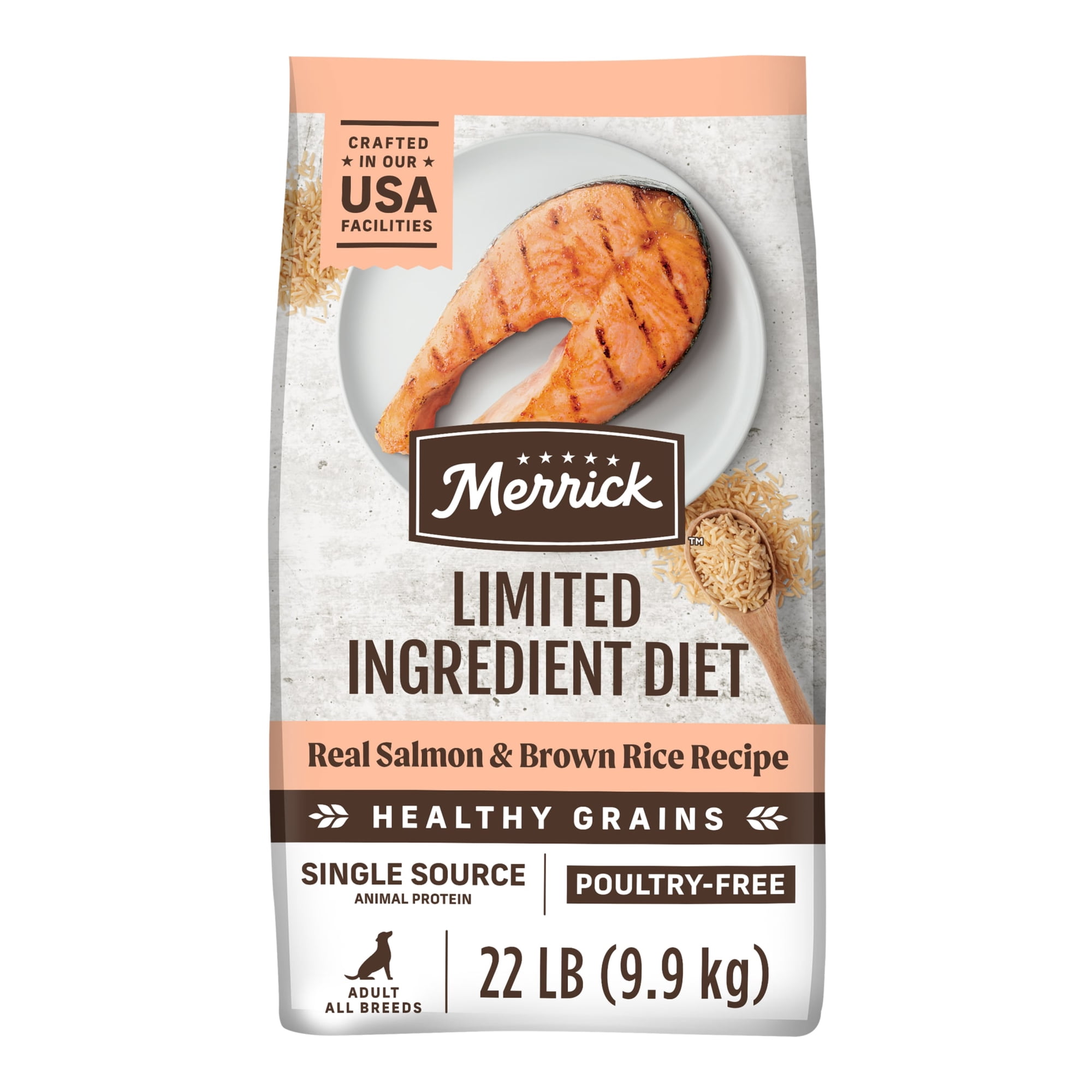 Merrick Limited Ingredient Real Salmon & Sweet Potato Dry Dog Food, Grain Free, 22 lb Bag