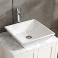 thumbnail image 3 of 16.5-inch Square White Ceramic Bathroom Vessel Sink Easy to Clean for Bathroom Vanity with Whole Set Combo, 3 of 3