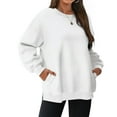 thumbnail image 2 of Harpily 50% Off Clear! Sweatshirts for WomenWomens Oversized Sweatshirts Crewneck Long Sleeve Tops Pullover Fall Fashion Clothes With Pocket White L, 2 of 7