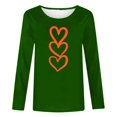 thumbnail image 4 of Blusas Honeeladyy para mujer, elegantes, informales, de manga larga, con estampado de corazones, cuello redondo, holgadas y cómodas, de manga tres cuartos, para jeans, leggings o vestidos (verde, XL), 4 of 4