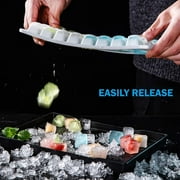Ice Cube Trays, 4 Pieces Ice Cube Molds Round Big Ice Balls Square Diamond Ice Cube Trays, Blue