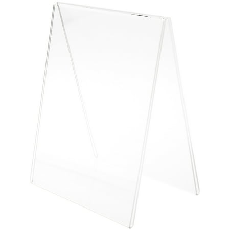 Plymor Clear Acrylic Folded A-Frame Holder for 2 Signs or Photos, 11" H x 8.5" W x 6" D
