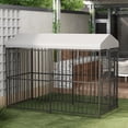thumbnail image 6 of EuKer Outdoor Dog Kennel with Roof, 8x4x6 ft Heavy-Duty Dog Cage W/Safety Locks & Stainless Steel Bowls for Garden, Backyard, 6 of 7