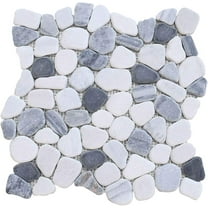 FUSTONE Marble Tiles Interlocking Pebble Decorative Tiles Natrual River Rock Stone Tile(10-Sheets) Kitchen Floor Bathroom Patio Stones PT316-10