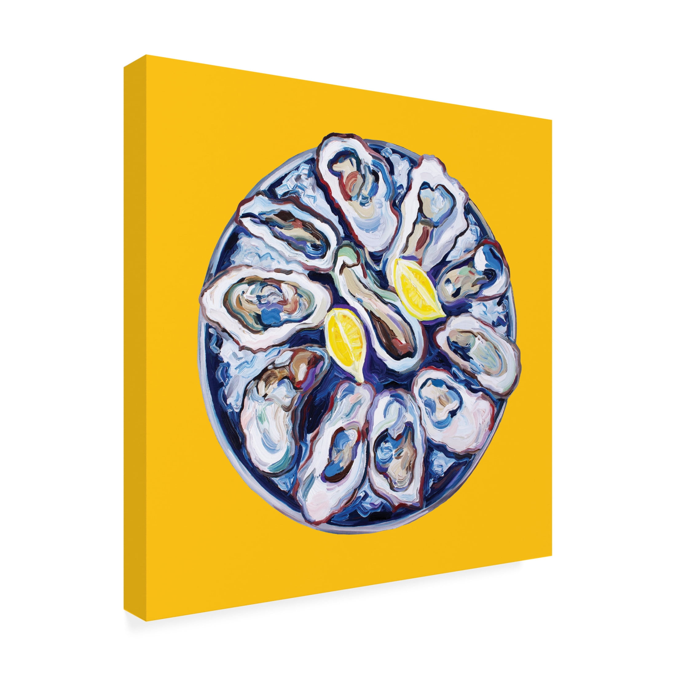 Trademark Fine Art Alice Straker  Oysters On a Plate Yellow Canvas Wall Art