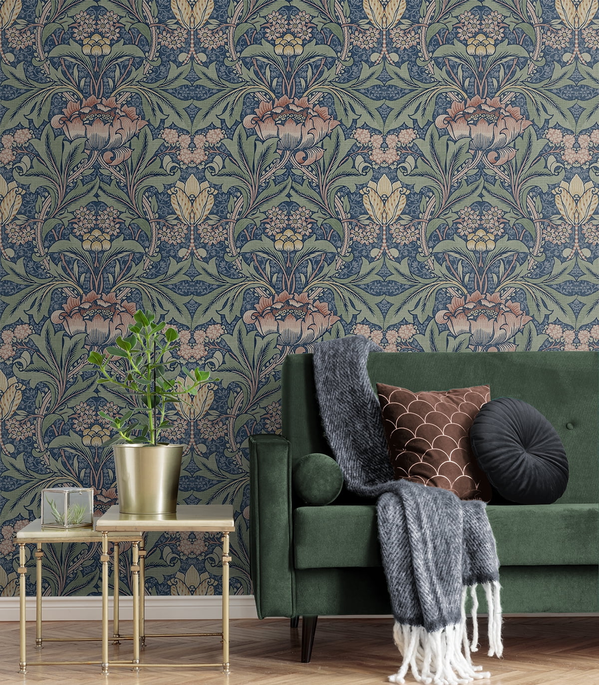 NextWall Morris Flower Peel and Stick Wallpaper