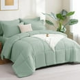 thumbnail image 5 of King Size Comforter Set - 7 Pieces Bed in a Bag Sage Green King, Complete Bedding Sets Bed Set for All Season with Comforter, Flat Sheets, Fitted Sheet, Pillowcases & Shams, 5 of 12
