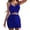 Blue, variant on ANINEO Womens Summer Dresses Front Hollow Out Strap For Casual Satin Spaghetti Strap Midi With Cutout Detailing Elegant Everyday Wear Solid Color Sleeveless V-Neck Trendy Dress