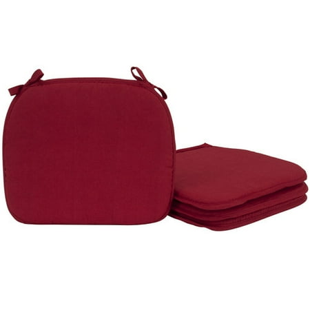 Mainstays Burlap Red Chair Pad, Set of 4