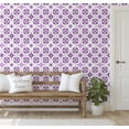 thumbnail image 5 of S4sassy Removable Vintage Style Waterproof Wall Wrap, Mosaic Tile Wallcover, Floral Tile Contact Paper for Backsplash, Kitchen, Self Adhesive Vinyl Wallpaper Roll- Purple - 25"x360", 5 of 9