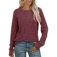 thumbnail image 2 of Ladies Tops and Blouses Women's Long Sleeve Tops Crewneck Basic Lightweight Fall Shirt with Thumb Holes Long Sleeve T shirt Women, 2 of 6