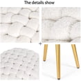 thumbnail image 7 of Adeco  Round Velvet Ottoman Foot Rest Stool White, 7 of 7