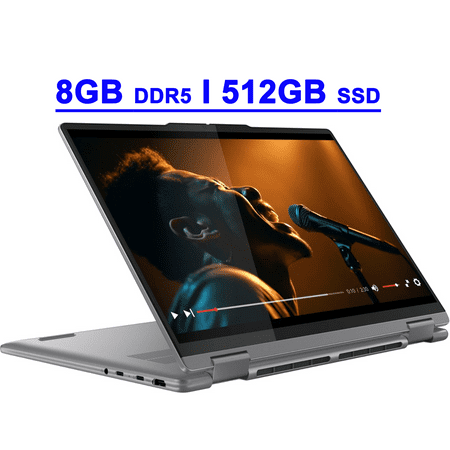 Lenovo Yoga 7 Premium 2-in-1 AI PC Laptop 14" FHD+ IPS Touch AMD Zen4 6-core Ryzen 5 8640HS 8GB DDR5 512GB SSD Backlit Fingerprint FHD IR Privacy Camera Long-Lasting Battery Rapid Charging Win11