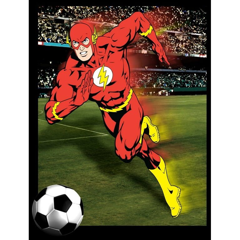 The Flash Playing Soccer Youth Black Graphic Tee XL