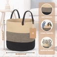 thumbnail image 2 of PinkSheep Laundry Basket, Collapsible Woven Cotton Rope Laundry Hamper Storage Baskets with Handles, Khaki Black, 2 of 7