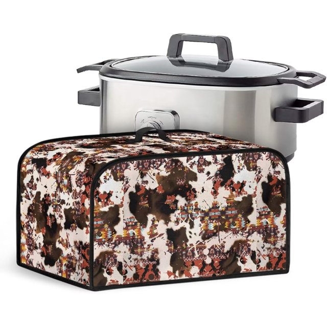 Tribal Ethnic Style Appliance Covers Crock Pot Cover Dust Cover Dust Cover for Electric Slow Cookers Pot with Mesh Pocket and Handy Handle for Home Kitchen